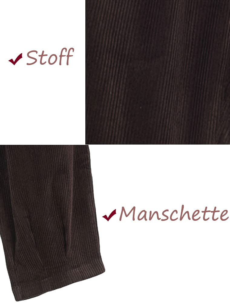 FTCayanz Pantalon Femme Taille Élastiqué Carotte Baggy Pants Élégante Vintage Velours côtelé Trousers avec Poches