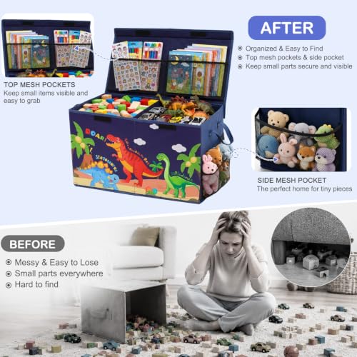 Image of Toy Box with Adjustable Divider Large Toy Chest Storage for Nursery Kidroom