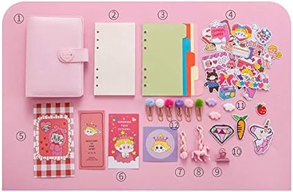 Amazon 手帳 年 手帳 セット 日記帳 かわいい ピンク 高級puレザー 軽量 12点セット Bタイプ 贈り物 文房具セット ギフト 色 ピンク 手帳 文房具 オフィス用品