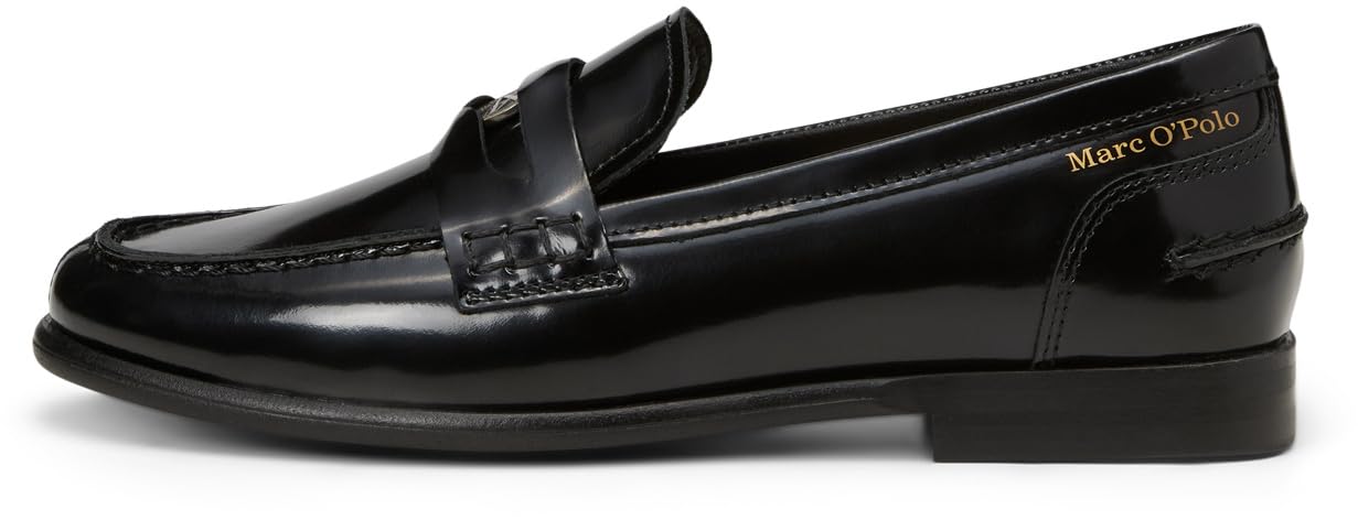 Marc OߴPolo Damen Loafer aus Leder elegant, Schwarz (Black), 37