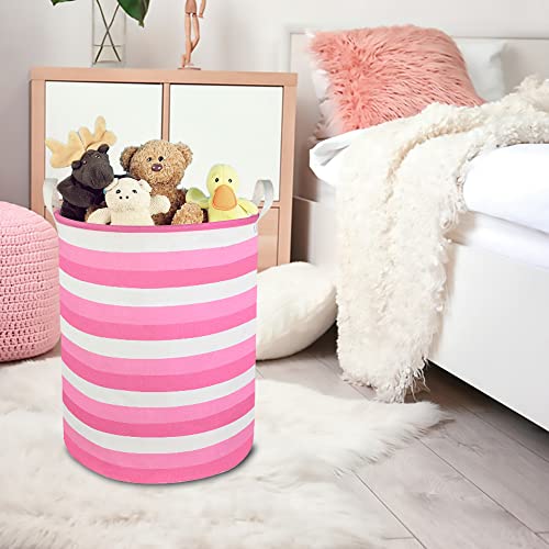 Clocor Pink Laundry Basket,Baby Girl Clothes Hamper For Nursery,Collapsible Toy Storage Bin With Handles, Room Decor,Waterproof Storage Basket(Pink Hamper) #TOP2