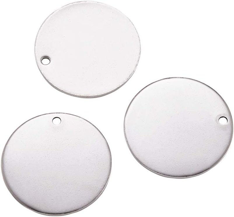 FASHEWELRY 20Pcs Flat Round Stamping Blank Tag Pendants Stainless Steel Coin Disc Charms 20mm with Hole for Jewelry Necklace Bracelet Craft Making - Image 4