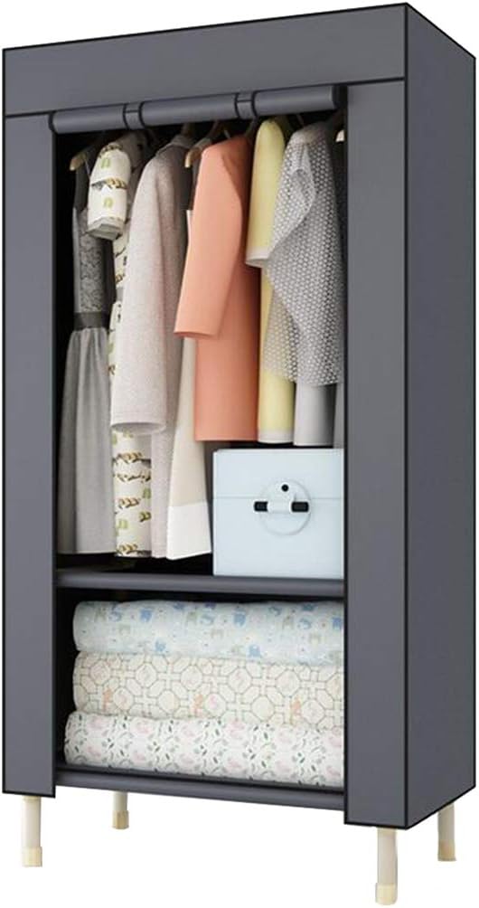Cloth Wardrobe Clothes Closet, Simple Portable Closet Wardrobe Storage Closet Standing Closet Fabric Cabinet Portable Wardrobe,Gray_85*50 * 190cm