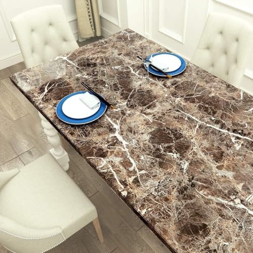 Image of Self Adhesive Decorative Peel Stick Waterproof Marble Wallpaper Wall Decor Removable Wall Paper for Living Room Hall Decoration PVC Vinyl DIY Contact Paper 45x304 CM (Brown Marble)