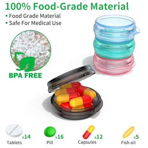 Image of Urekt Small Pill Box, (12 Pack) Travel Pill Case Portable Daily Pill Organizer Mini Medicine Storage Container for Pocket Purse Cod Liver Oil Storage Box Earplug Case