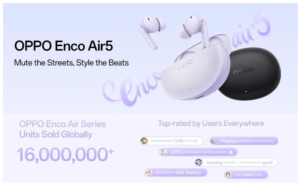 Image of OPPO Enco Air5 True Wireless Noise Cancelling in-Ear Earbuds Black