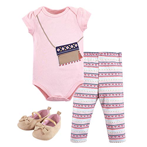 Image of Little Treasure Unisex Baby Cotton Bodysuit, Pant and Shoe Set