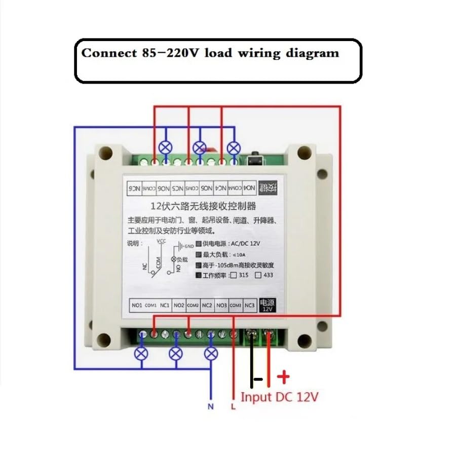 Larga distancia universal 20 ~ 200 m CC 12 v 24 v 36 v 48 v 10 a 6 ch 30 a Relé RF inalámbrico mando a distancia 433/315 MHz industrial/agrícola 1,5 m antena (2RF)