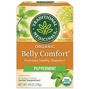 Traditional Medicinals Organic Belly Comfort Peppermint Herbal Tea Promotes Healthy Digestion, (Pack of 1) – 16 Tea Bags