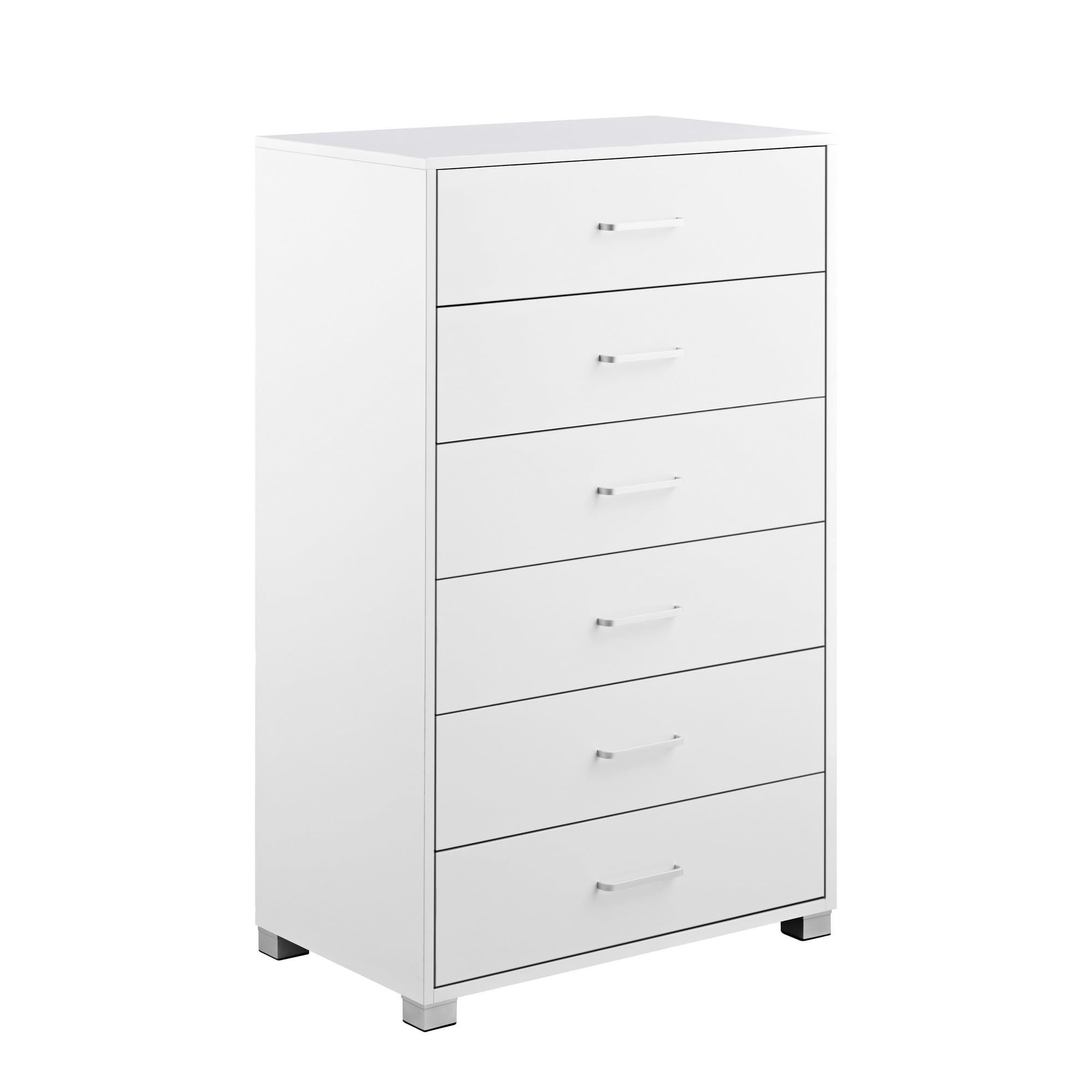 Brigros WeHome - Cassettiera Camera da Letto con 6 Cassetti 68x40x115 cm, in Legno Mobile Salvaspazio Nancy, Bianco
