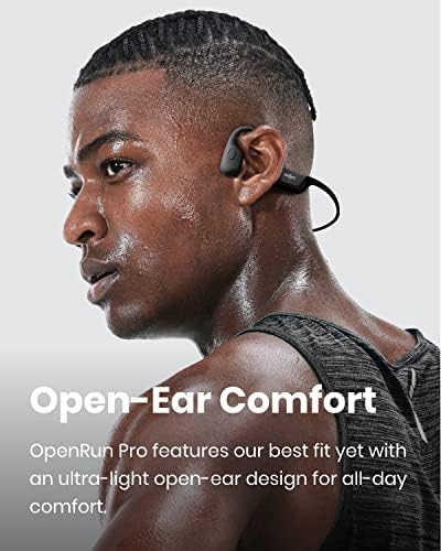 SHOKZ OpenRun Pro Bone Conduction Sports Headphones, Open-ear Sports Earphones with Mic, Bluetooth Wireless Bone Conduction Headset, IP55 Waterproof, Ideal Sports Headphones Gift (Swift Black)