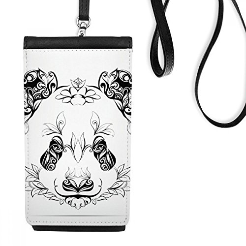 Cadeau original porte-monnaie panda géant suspendu en simili cuir noir pour smartphone