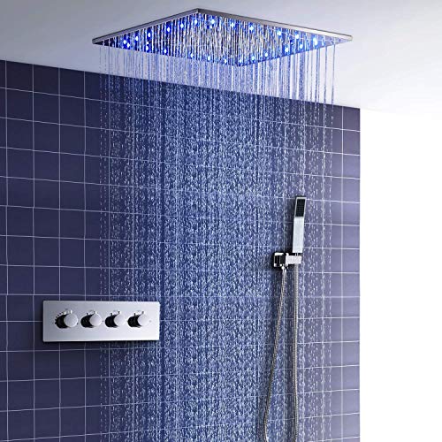 hm Shower System,20 Inch LED constant temperature Ceiling Shower Set,spa spray, rain,Bathroom Luxury Rain Mixer Shower Combo Set,Rainfall Shower Head System,Shower Faucet Set