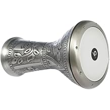Handcrafted Aluminum Darbuka Drum Doumbek/Tabla 17.3 Height, 8.5 Head Diameter, Cast Body with Decorative Engraving, Synthetic Drum Head, Includes Carrying Bag