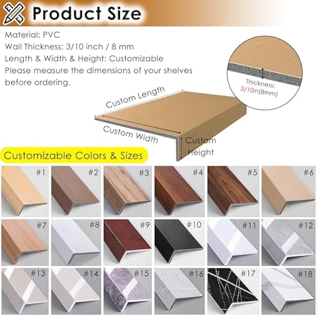 Wire Shelf Cover for Pantry 5 Pack, Custom Size Imitation Wood Grain Wire Rack Covers for Closet/Kitchen/Laundry Room, Waterproof PVC Composite Sheet(50x16x2in)