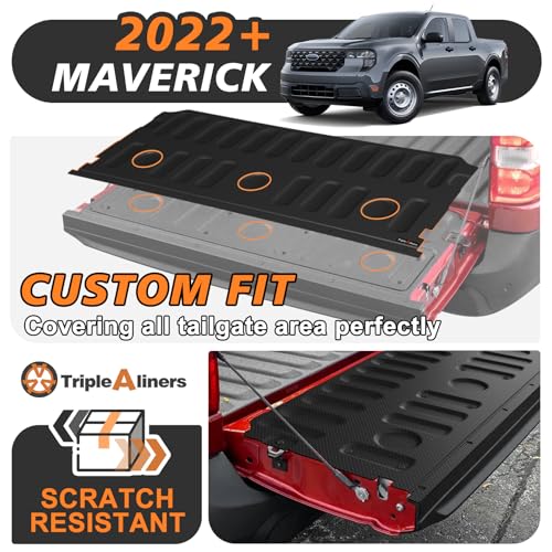 Image of TripleAliners Truck Mat Compatible with 2022-2026 Ford Maverick & Hybrid Model Tailgate Accessories, Tailgate Mat Custom Fit All Weather Protection Pickup Liner, Won't Fit Drop-in Liners