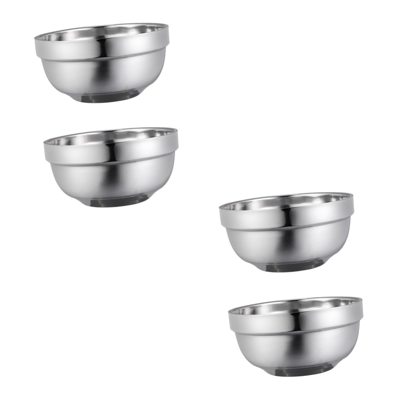 CONGARTENO 2sets Double-wall Insulated Stainless Steel Bowl Large Rice Bowl Lid for Soup Camping Home Use 2pcs*2
