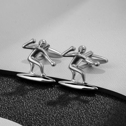 Mancuernillas plateadas para hombre con caja de regalo miniatura 3