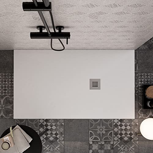 Duschwanne aus weißem Harz mit Betoneffekt 3 cm STAR PLUS - 80x130 – Bild 3