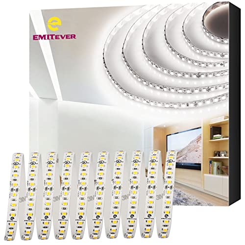 Emitever Led Strip Lights Cool White, 5000K 24V Led Tape Light 25Ft Ul Listed, Ra 95+, Ip30, 2.9W/Ft, 240+Lumens/Ft, 900Leds/Spool,Ul Listed 5 Year Warranty (Power Supply Sold Separately) #TOP28