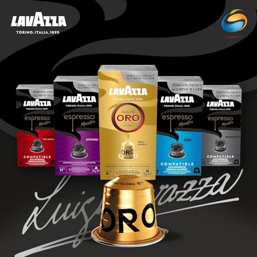 Image of Lavazza Qualit Oro, Nespresso Compatible Aluminium Capsules, Zero Co2 Impact, 2 Pack Of 10 Capsules, 55 Gram