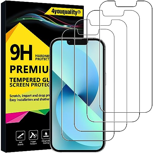 4youquality [4-Pack Screen Protector for iPhone 13 Mini (5.4-Inch) Tempered Glass Film [LifetimeSupport][Anti-Shatter][Anti-Scratch][Impact-Protection]