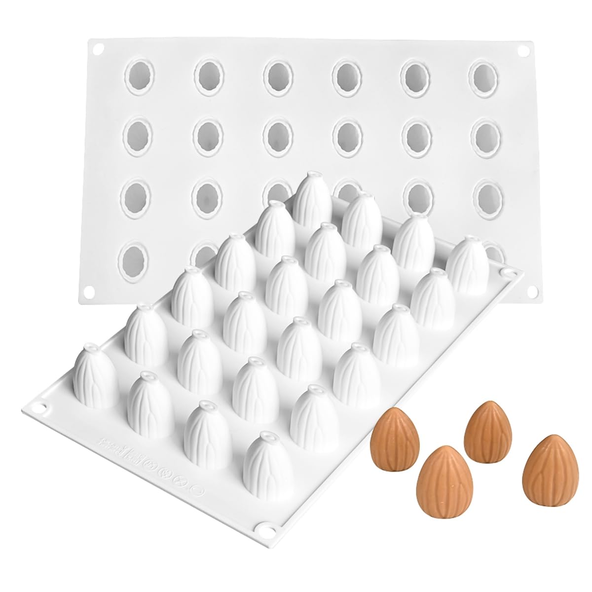 mostsom Moldes de silicona para hornear, molde antiadherente en forma 3D para mousse, fondant, postre francés, pastelería, chocolate, gelatina y tarta de queso (C_almendra)