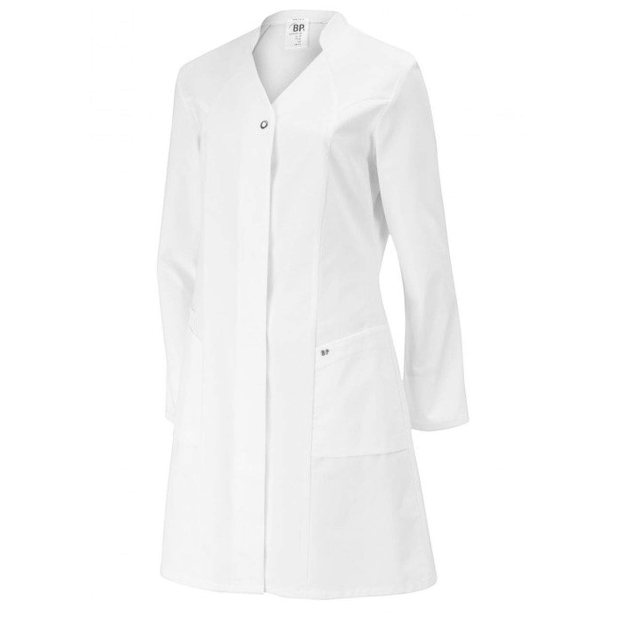 BP - Bata para mujer (algodón, largo hasta la rodilla), diseño clásico, color blanco