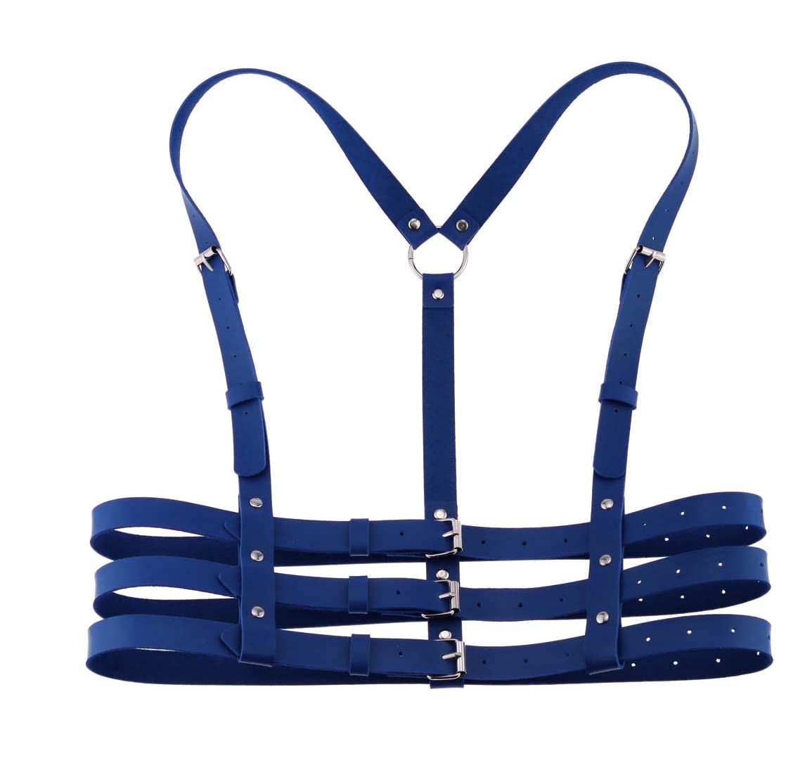 Women Rave Body Chest Harness Waist Belt Caged Bra Festival Dance Club Party Dark Green