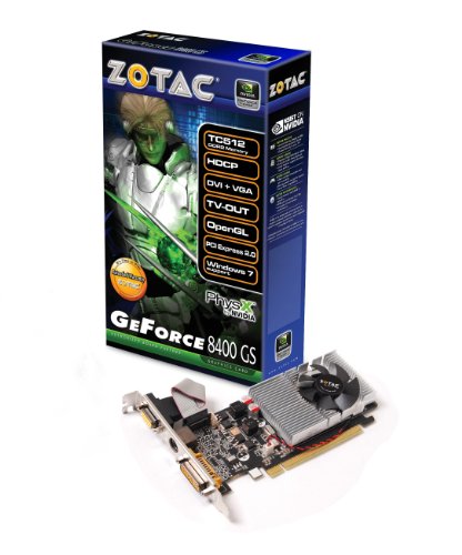 Zotac Geforce Gs 8400 Tc512Mb Ddr2 Pci Express 2.0 Vga Tv Out Dual-Link Dvi Hdcp Ready Graphics Card, Zt-84Seh4P-Fsl #TOP1
