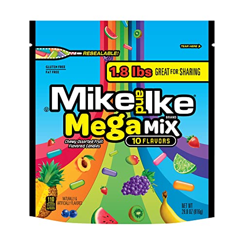 Image of Mega Mix Mike and Ike Candy, 28.8 Ounce Bag (Pack of 2), Chewy Candy, Vending Machine Candy, Gummy Candy Mix