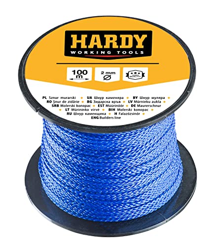 HARDY Corde de Maçon pour Marquer Les Aplombs et Les Niveaux Utile pour Les Travaux de Rénovation et de Construction Universel Résistant Aux Facteurs Mécaniques Atmosphériques Bobine 100 M Fi 2mm