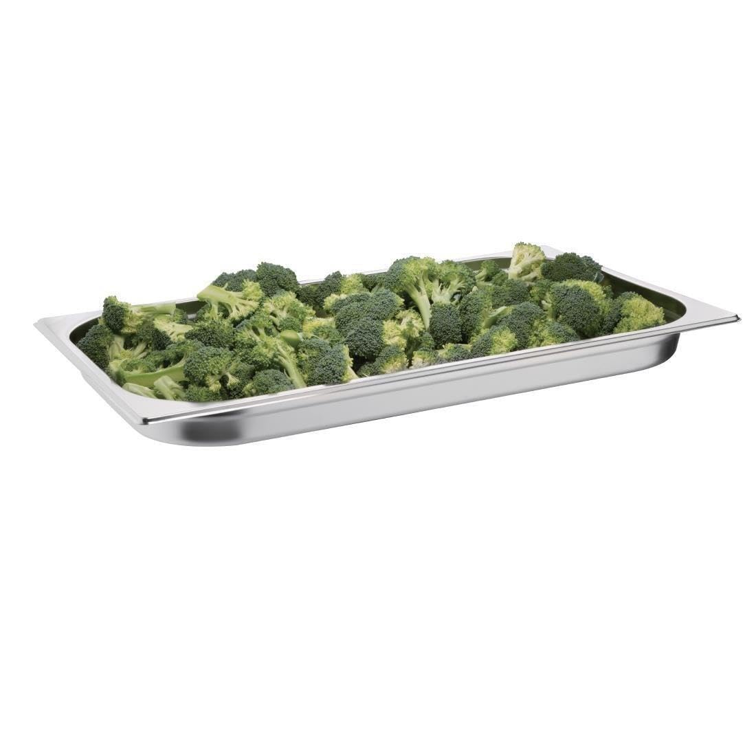 Vogue Bac Gastronorme 1/2, Bac Inox, Profondeur : 100 Mm, Capacité : 6,2 Litres, Récipient De Conservation Des Aliments Chauds Et Froids, Compatible Bain Marie, Couvercle Vendu Séparément, K928