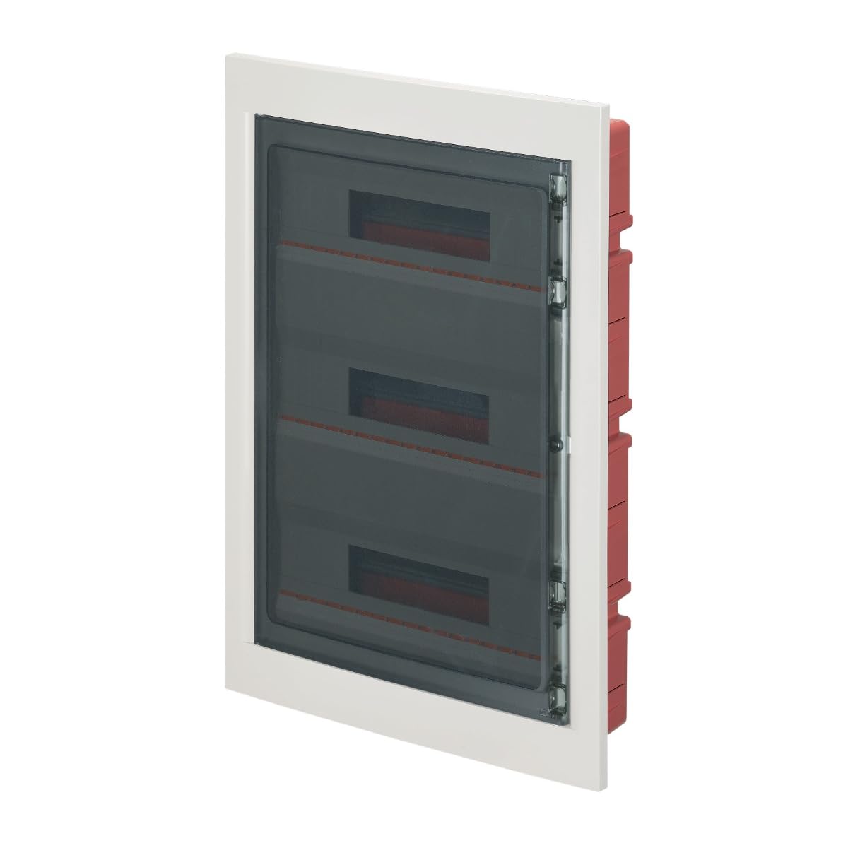 Centralino ad incasso, 54 (3x18) moduli, con morsettiera 6x10mm, bianco, IP40, sportello in policarbonato fume' - Elettrocanali EC63054BE