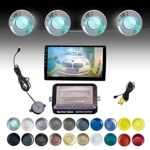 Image of LCD Parking Sensor Kit - Displays Data on Original Screen, Easy Rear Installation, Compatible with CVBS Cameras (Not for AHD), 18 Probe Colors to Match Any Vehicle(Chrome)