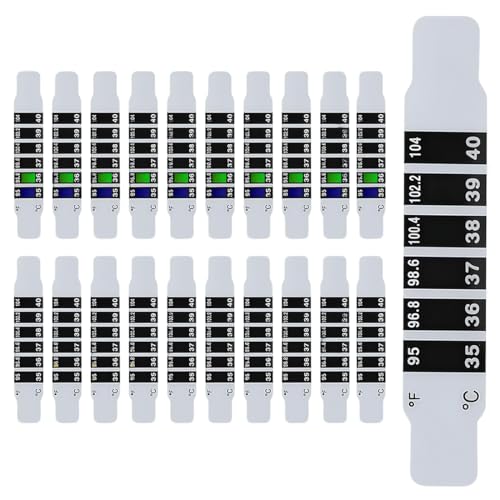 YOFDAL 20 Pezzi Termometro neonato per la Fronte del Bambino Adesivo Portatile Riutilizzabile per il Della Temperatura del Bambino Adulto