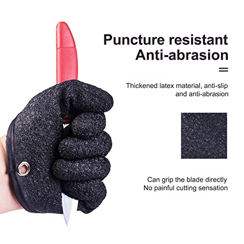 Foto von TAIZER Angelhandschuhe 2PCS Fisch Fang Handschuhe Raubfisch Stichfeste Bissfest Wasserdicht Angelhandschuh Raubfisch Magnetverschluss Anti Schnitt Rutschfesten Handschuh Für Umgang Mit Hecht Wels