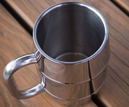 BULLETSHAKER Double Wall Insulated Beer Mug Premium Stainless Steel Mug/Coffee Cup/Hot & Cold Drinks Mug With Bonus Lid 15oz (1, Stainless Steel) - Thumbnail 5