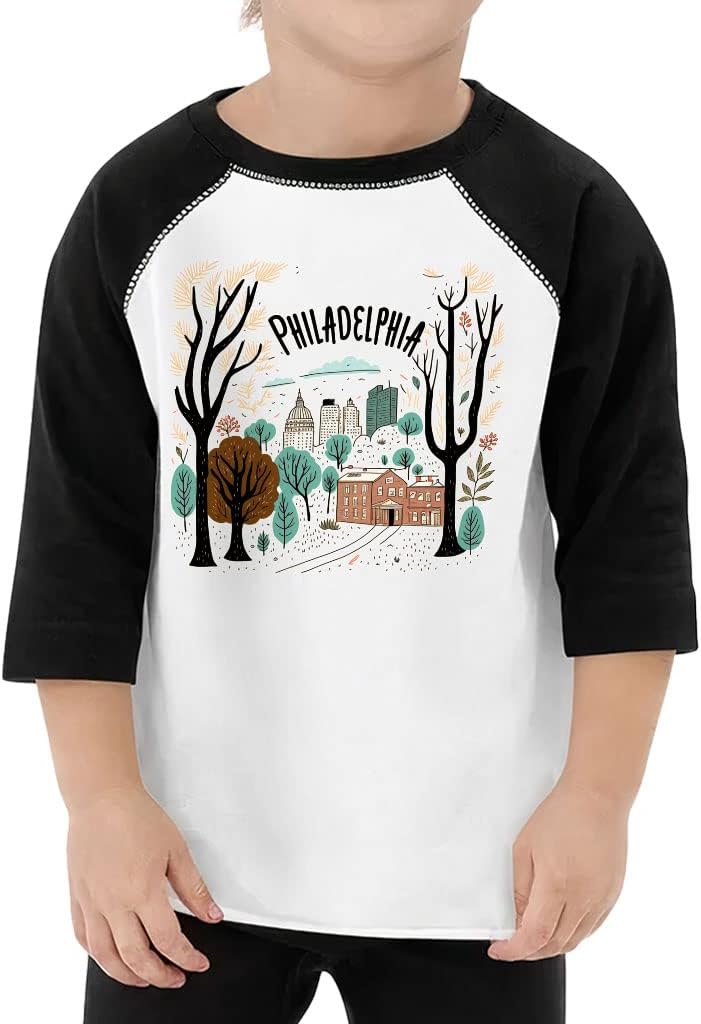 Philadelphia Toddler Baseball T-Shirt - Cute 3/4 Sleeve T-Shirt - Printed Kids' Baseball Tee