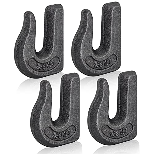 AYA GEAR Weld-on Grab Chain Hook 3 8-in Heavy Duty Tow Hook G70 Forged Steel Tractor Hook Weldable for Car, Truck,SUV, RV,UTV,Tractors (4Pcs)