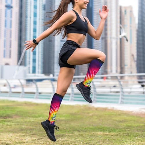 Tie Dye Compression Socks Knee High Support Socks For Women Men Running Athletic Hiking4