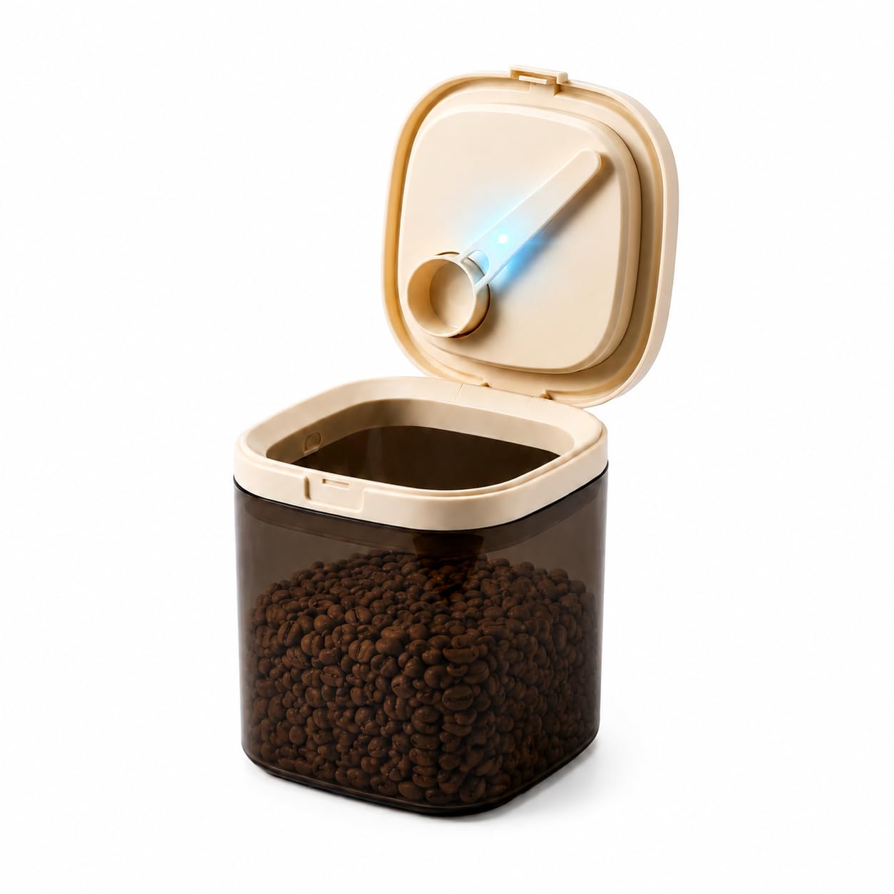 Photo 1 of Airtight Food Storage Container with Magnetic Scoop & Built-in Leveler, 1200ML Coffee Storage Container with Date Tracker, BPA Free UV Blocking Food Container for Coffee Beans, Ground Coffee, Tea
