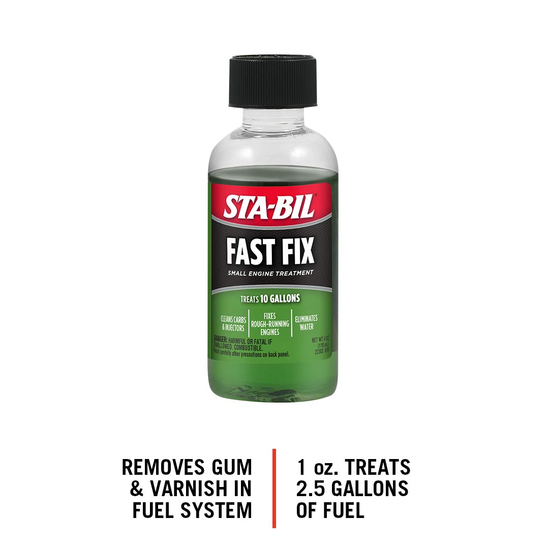 STA-BIL Fast Fix Small Engine Treatment - Cleans Carbs and Injectors - Fixes Rough Running Engines - Eliminates Water - Treats 10 Gallons, 4 fl. oz. (22303) (Pack of 2)
