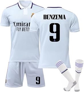 22/23 Benzema Soccer Jersey Set for Kids Adult, No. 9 Karim Benzema Soccer Jerseys for Fans