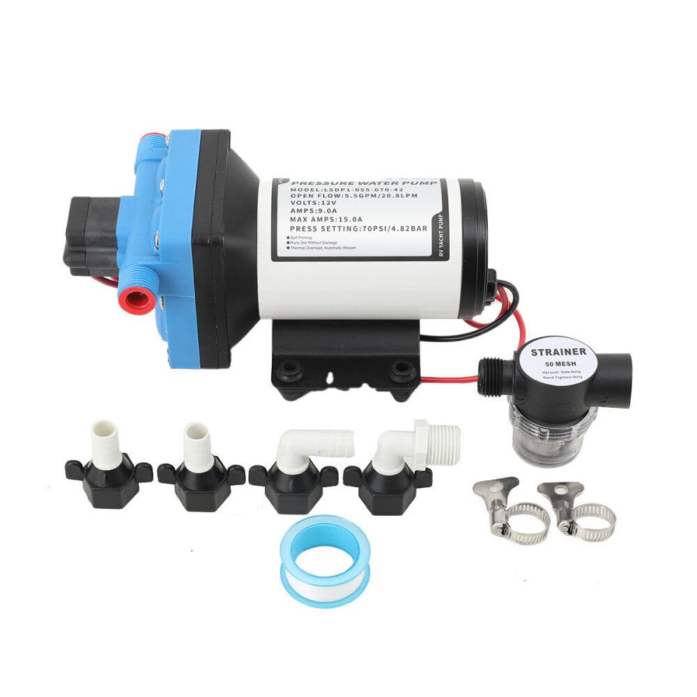 #US Water Pressure Booster Pump 5.5GPM Diaphragm High Pressure 12V 70PSI
