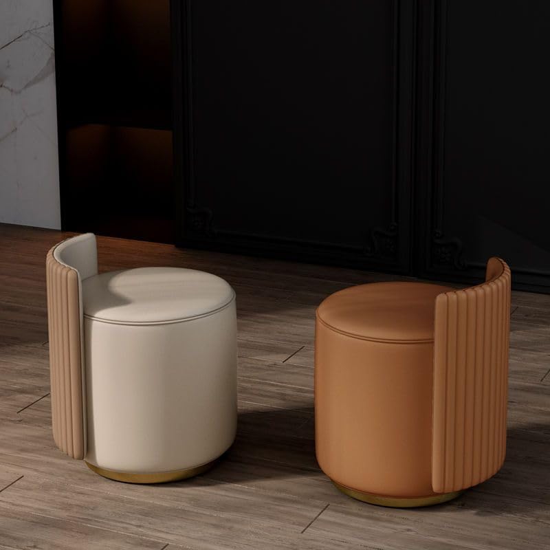 Silla redonda de maquillaje de madera maciza para dormitorio 2
