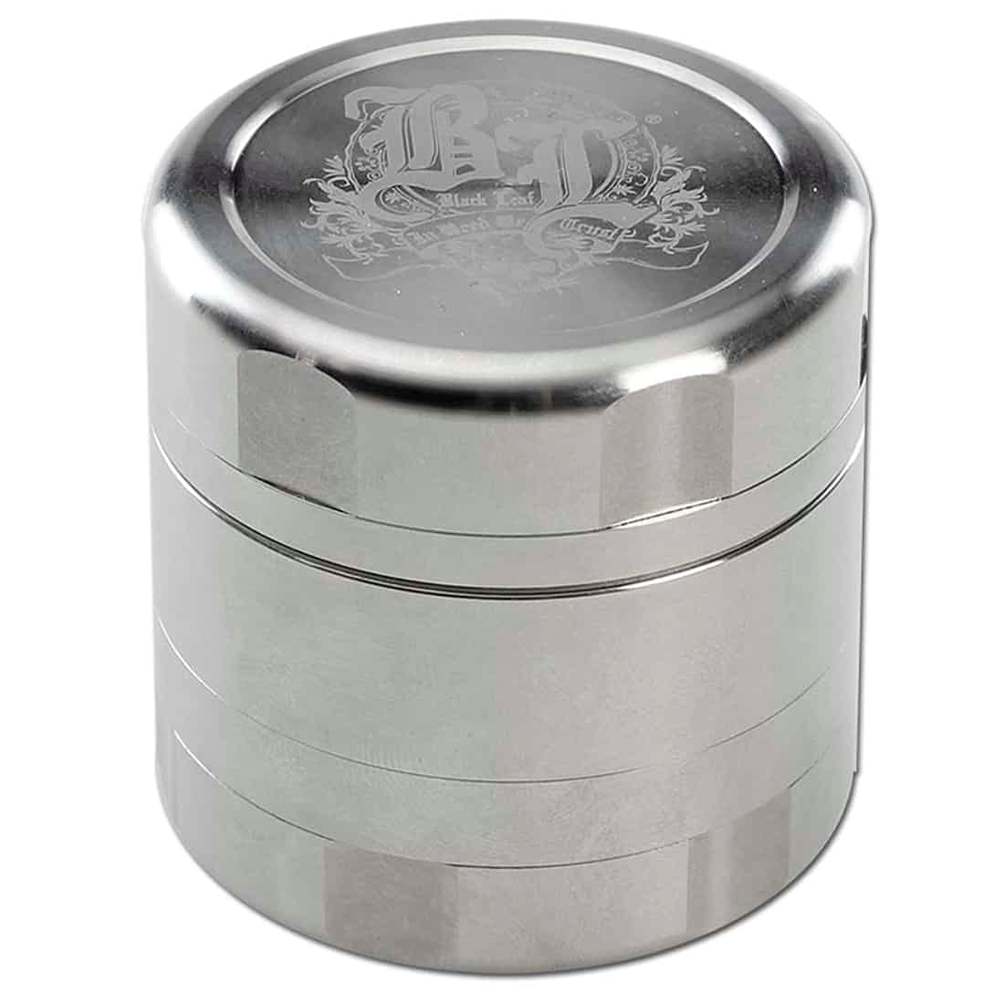 Black Leaf BL Deluxe Grinder 5-teilig Ø 59mm | hochwertiger Crusher aus rostfreiem Stahl | Premium Grinder mit Jeansbeutel und Bambus Box | Höhe 56mm