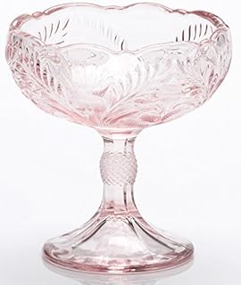Footed Compote Inverted Thistle Pattern Mosser Glass (Small, Rose Pink)