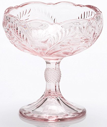 Footed Compote Inverted Thistle Pattern Mosser Glass (Small, Rose Pink)
