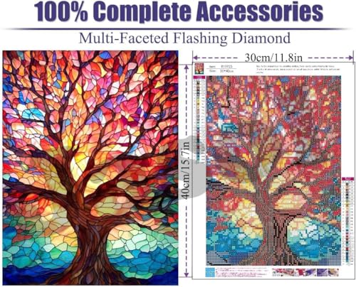 Image of Jasol Diamond Painting Kit, 40x30 Cms, Full Drill, 5D Crystals, Home Wall Decor Gift Set (Tree By God M45617)
